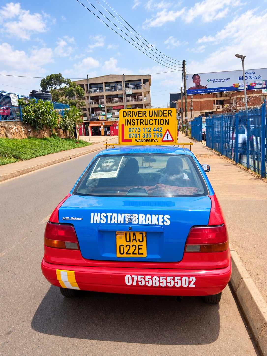 Rear view of VSMART learner sign on training car