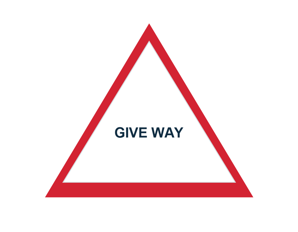 Inverted triangle GIVE WAY sign